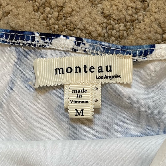 Monteau Mini Dress White/Blue Floral size Medium - Picture 3 of 7